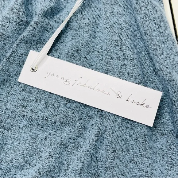 Young Fabulous & Broke Blue Marled Twist Front Soft Knit Top Size Large NWT - Picture 5 of 10